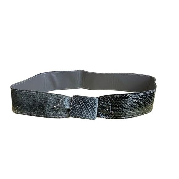 Vintage 80's Genuine Snakeskin Ombre Grey Power Dressing Belt - Size Small S - Picture 1 of 6